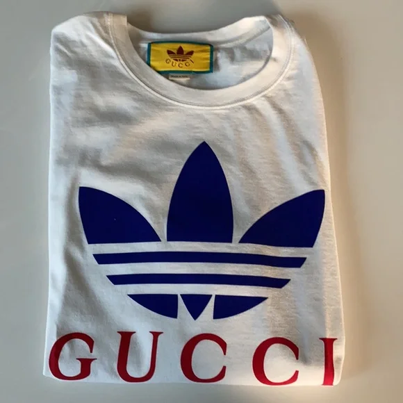 Men’s Adidas x Gucci cotton T-shirt Sz M White/Red /Blue - Picture 7 of 7